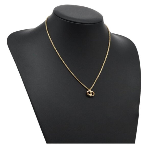 Christian Dior CD Logo Necklace metal Gold Auth am7920 - Picture 1 of 11